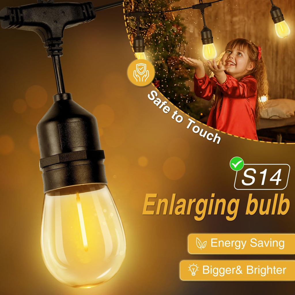 Solar String Lights Outdoor Waterproof Edison String Lights