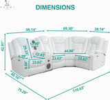 Naomi Home Chicago Home Theater Seating Reclining Sectional with Power Recline, Bluetooth Speakers, LED Lighting