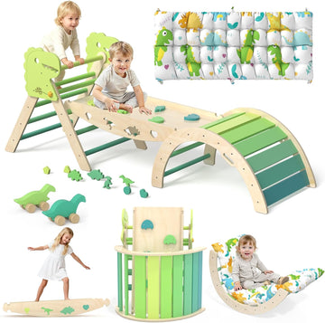 Triangle Set with Cushion 9 in 1 Climbing Toys for Toddlers 1-3 Indoor Baby Climbing Gym Toddler Montessori Toys