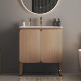 30" Freestanding Bathroom Vanity with Overflow Sink One Piece Basin