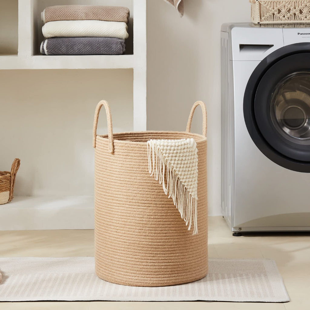 Jute Rope Laundry Hamper, 72L Tall Blanket Storage