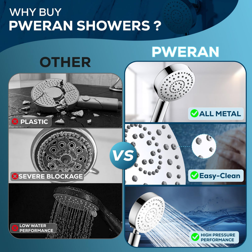 Metal 6-Spray Shower Head with Handheld High Pressure