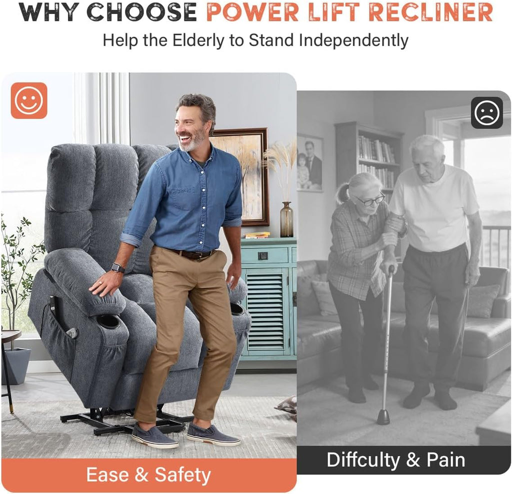 Power Lift Recliner Chair with Massage and Heat for Elderly
