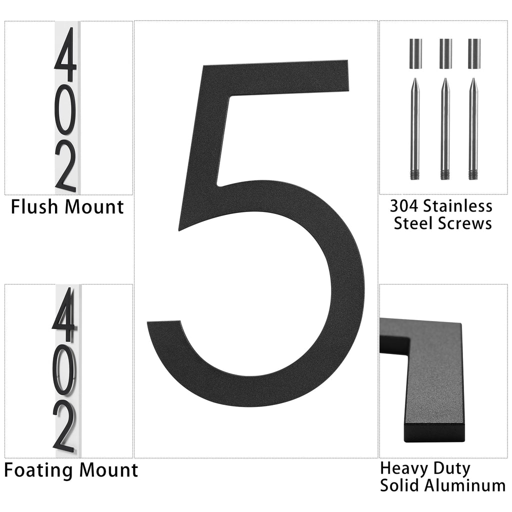 10 Inch Large house Numbers for Outside Modern Metal Black Address Number 1