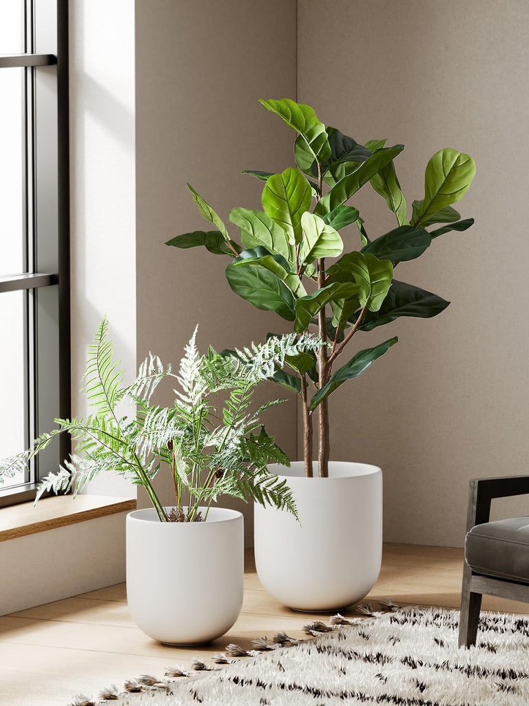12 Inch Ceramic Pots for Plants, Large Planter, White
