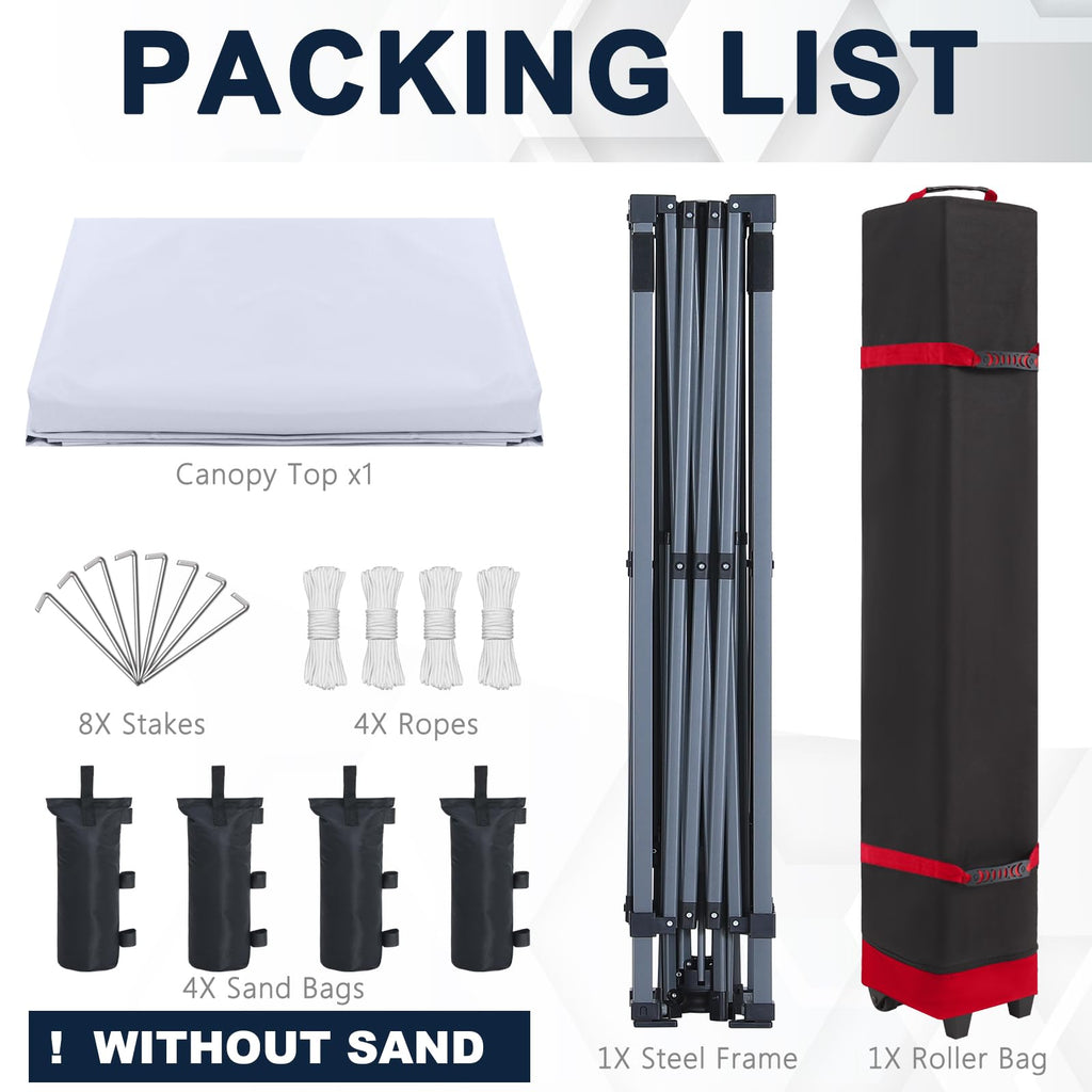 Durable Easy Pop Up Canopy Tent with Roller Bag, 12x12, White