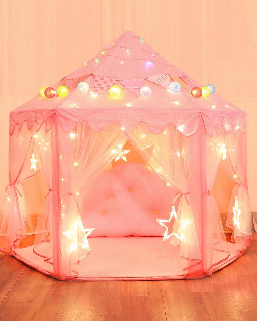 Princess Tent Kids Play Tent Indoor Girls Castle Playhouse, Pink