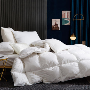 Heavyweight King Down Duvet - 12 Tog Plush Duvet Insert with Corner Tabs and 3D Baffle Boxes- Extra Warm Bedding