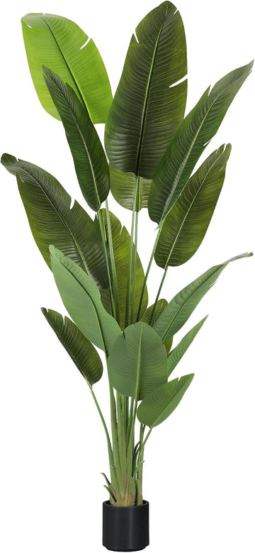 Large Artificial Trees 7.2Ft Silk Bird of Paradise Big Tall Fake Plants Faux Green Silk Floor Potted Plants Living