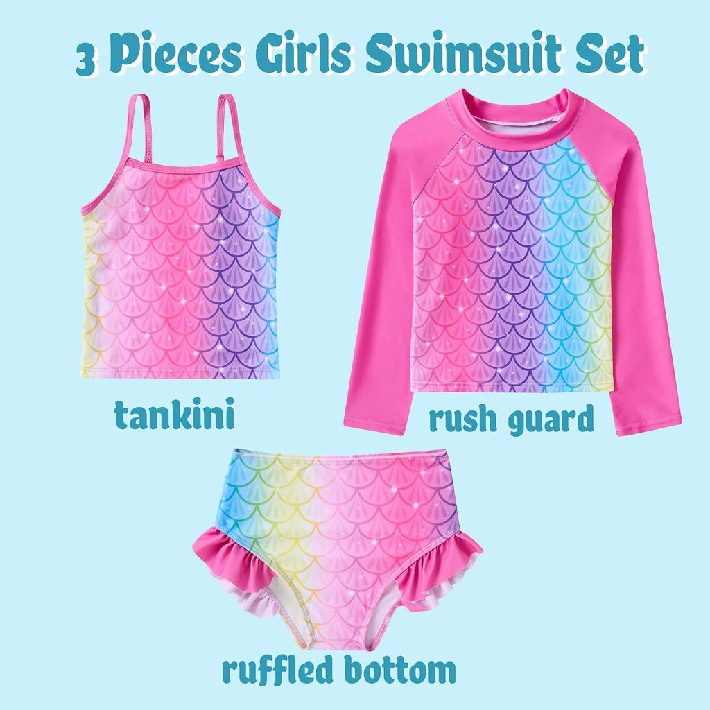 Girls Swimsuit Toddler Bathing Suit Piece Rash Guard