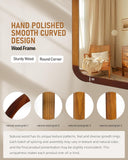 Arched Mirror 24 x 36 Inch,Brown Wood Rustic Bathroom Tempered Wall Mirror with Wood Frame,Round Corner Arch Farmhouse