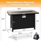 45in Fire Table, Propane Fire Pit with Glass Wind Guard and Rain Cover, Outdoor Firepit Table 50000 BTU 3-in-1 Fire Table for Patio/Yard/Balcony - Image 7