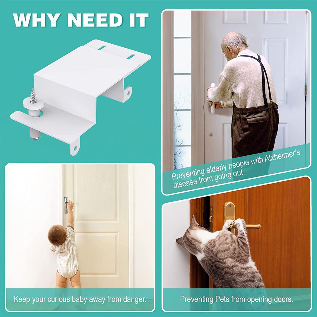 Child Safety Door Top Lock for 0.8-2'' Thick Doors, Kids & Pets Safe - 2 PC