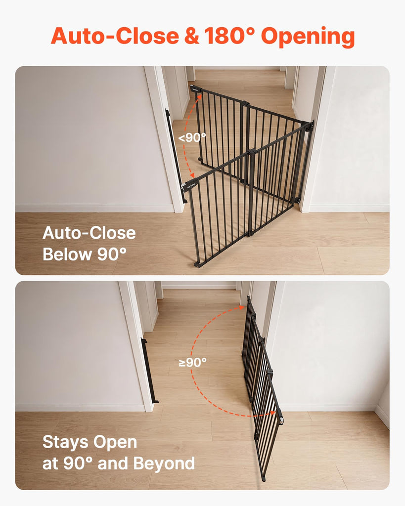 Pet Gate for Stairs, 31-48 in Adjustable Width, 30 in High Dog Gate, No Bottom Bar, One-Handed Operation, Easy