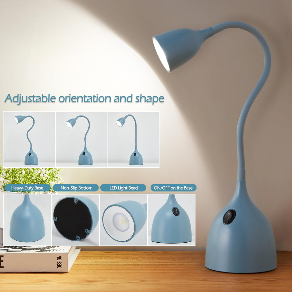 Desk Lamp for College Dorm Room - LED Reading Light, Blue