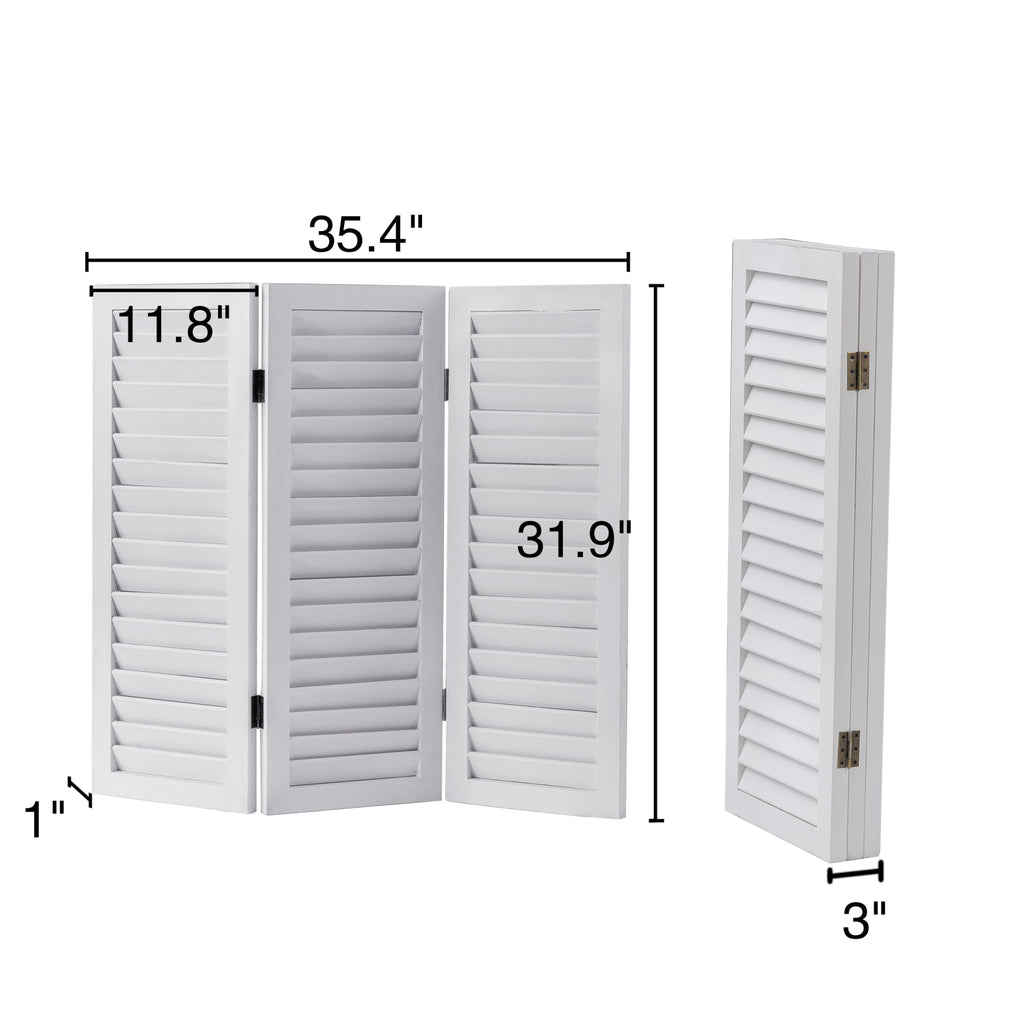 2.6ft White Short Room Divider, 3-Panel Folding