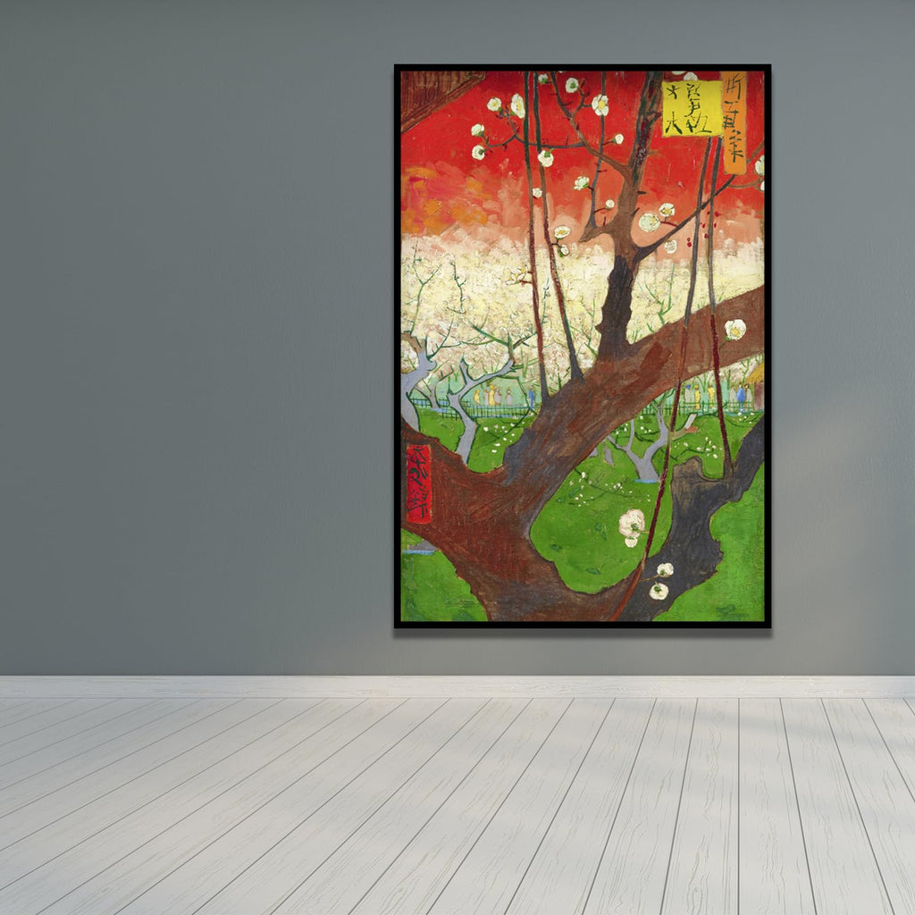 Vincent Van Gogh Canvas Wall Art-Blooming Plum Tree Poster Nature Landscape Oil Painting- Vintage Classical Art