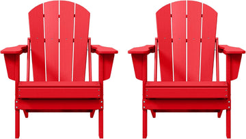 WO Home Furniture Laguna Folding Adirondack Chairs Set of 2, HDPE Patio Chair, All Weather Use Fire Pit Chair for