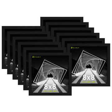 8x8 Picture Frame Set of 12, Black Wood Grain Gallery Wall Frames