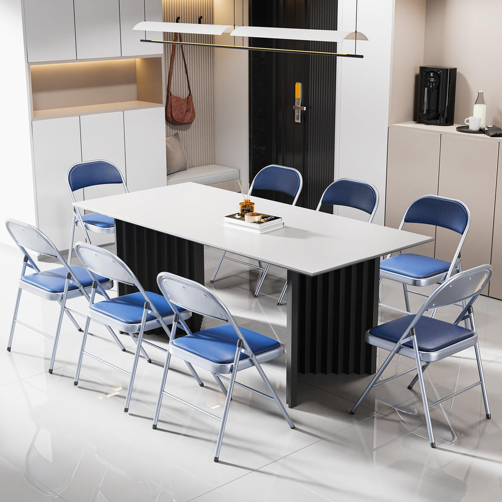 Folding Chair with Comfortable Padded Cushion and Back, Portable Folding Chairs for Outside, Office Events, Weddings