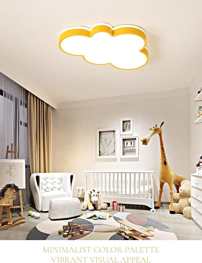 Yellow Cloud Ceiling Light with Remote, 23" Kids Room LED Flush Mount Ceiling Light, 3 Color Temperatures
