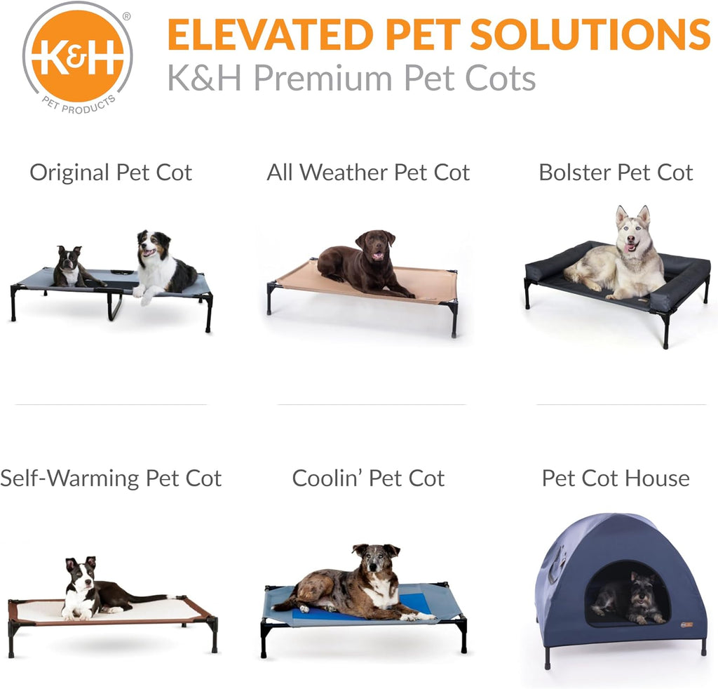 K&H Elevated Dog Bed, Outdoor Pet Cot House for Medium Pets - 32x25in Blue