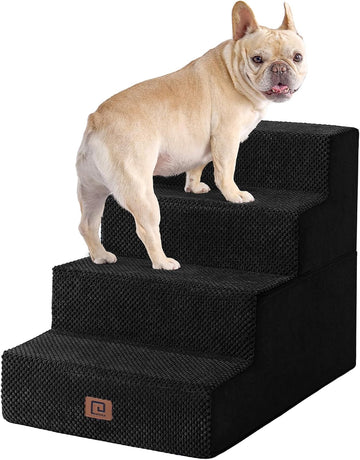 Dog Stairs for Bed 18" H, Dog 4-Steps for High Bed, Black