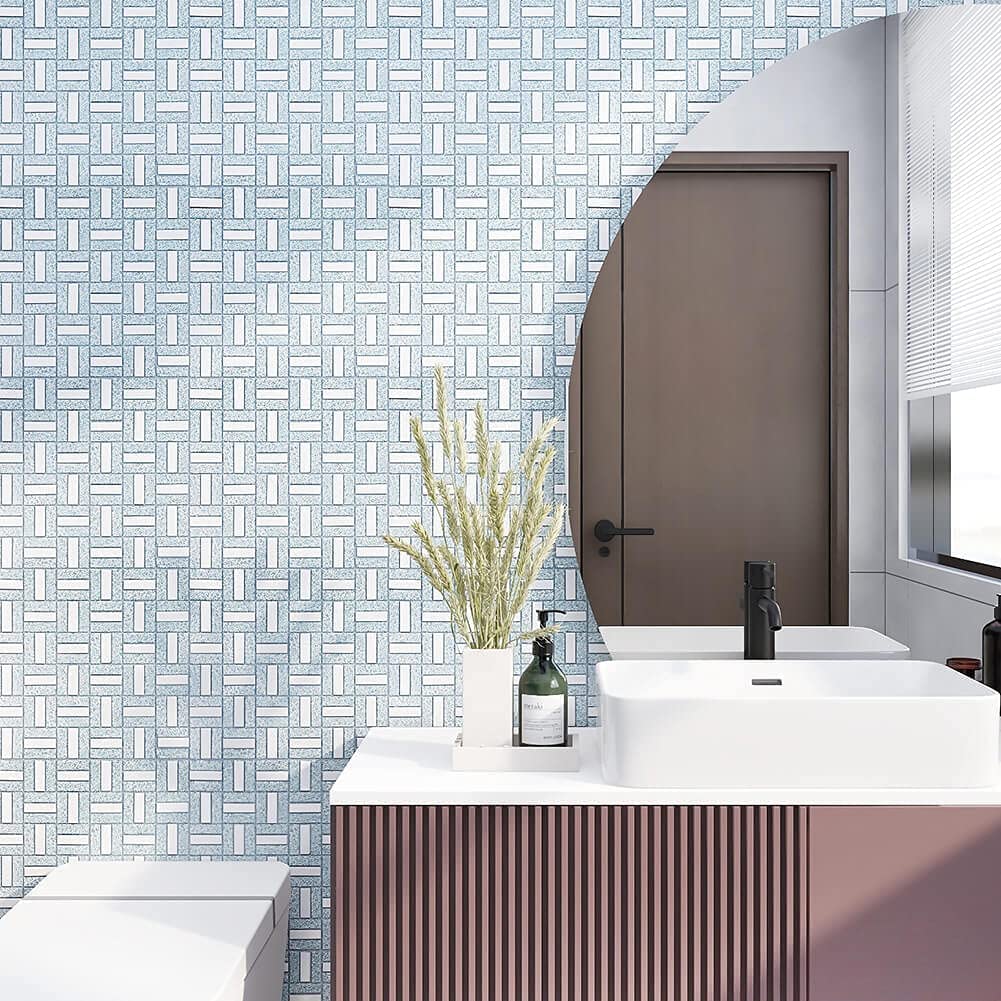 Crystal Diamond Mirror Mosaic Tile Brick Glass Mosaic Tile Backsplash Bathroom Wall (6 Sheets, Silver Brick Flat