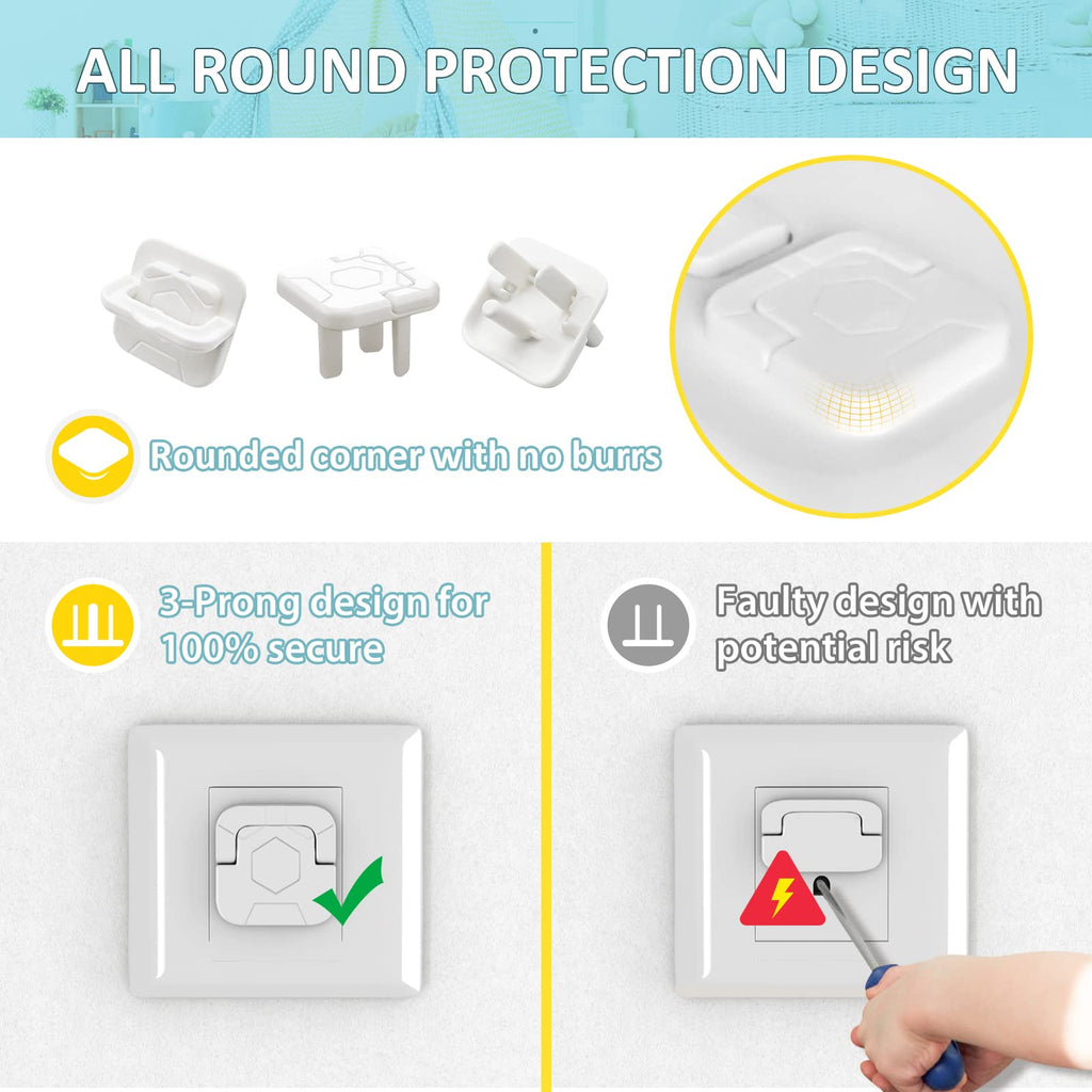 Baby-Proof Outlet Covers(60 Pack) - Child Safety Electric Plug Protectors to Prevent Power Shock
