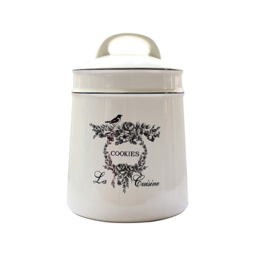 Vintage Ceramic Cookies Jars, Retro Bird and Flower Design, Large Kitchen Organization Storage Canister with Airtight