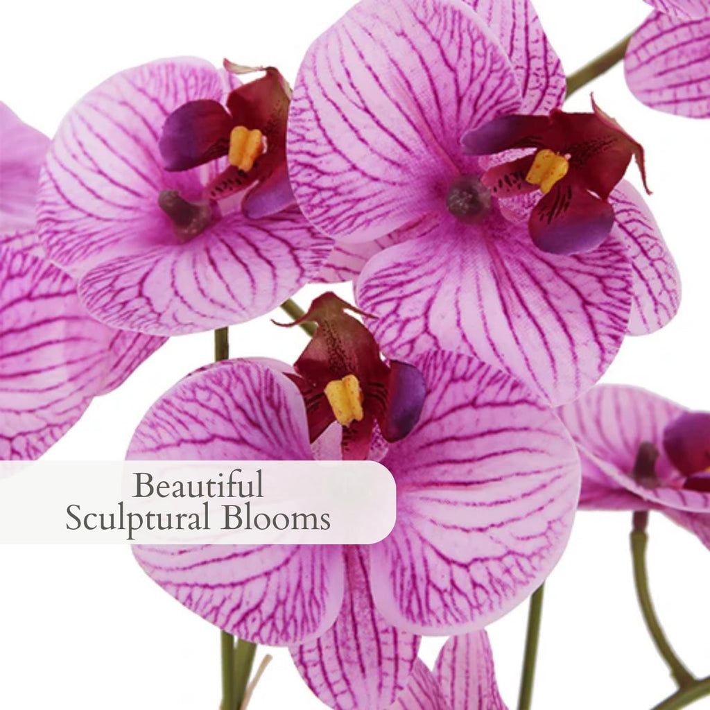 Faux Orange Orchid Plant, 23 in, White, Home Decor