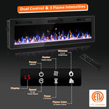 Electric Fireplace, 60" Recessed and Wall Mounted Electric Fireplace, Electric Fireplaces Inserts Heater