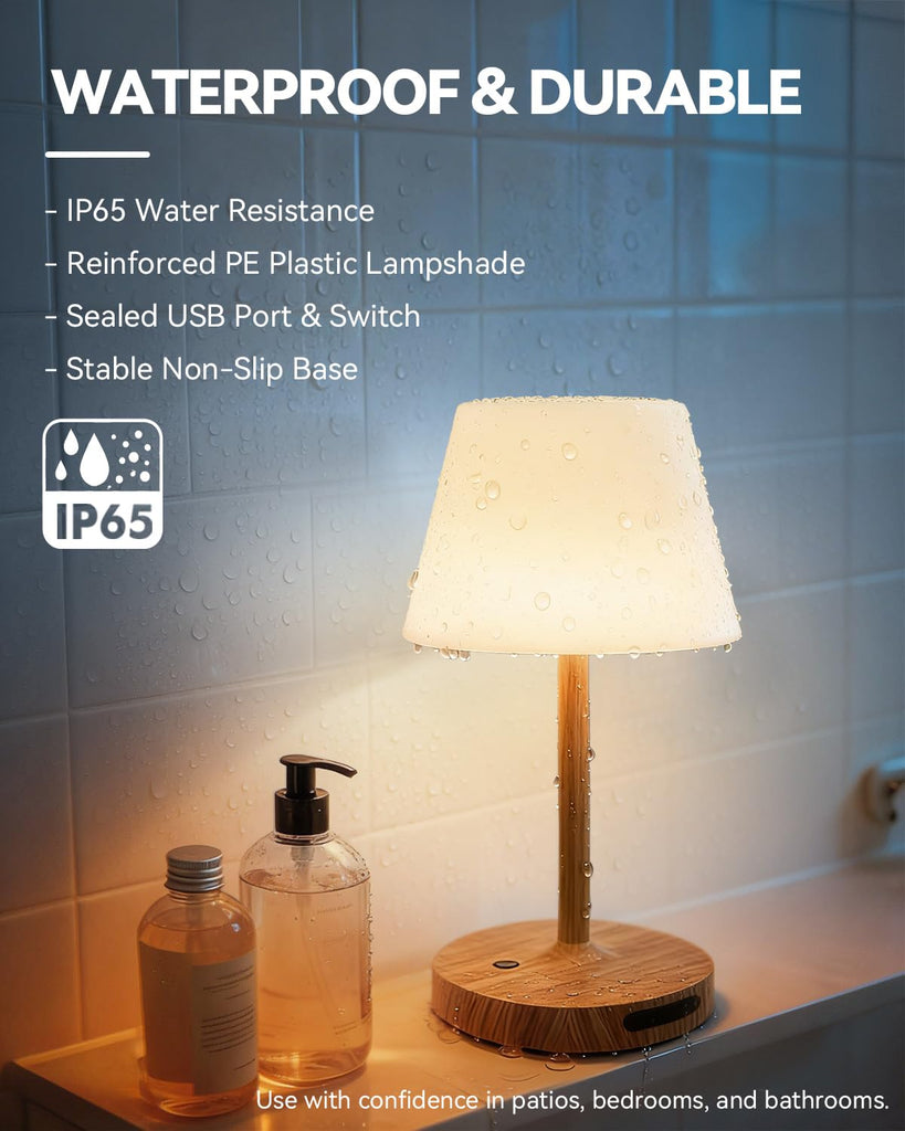 Outdoor Waterproof Shower Lamp, 5200mAh Rechargeable Bathroom Lamp