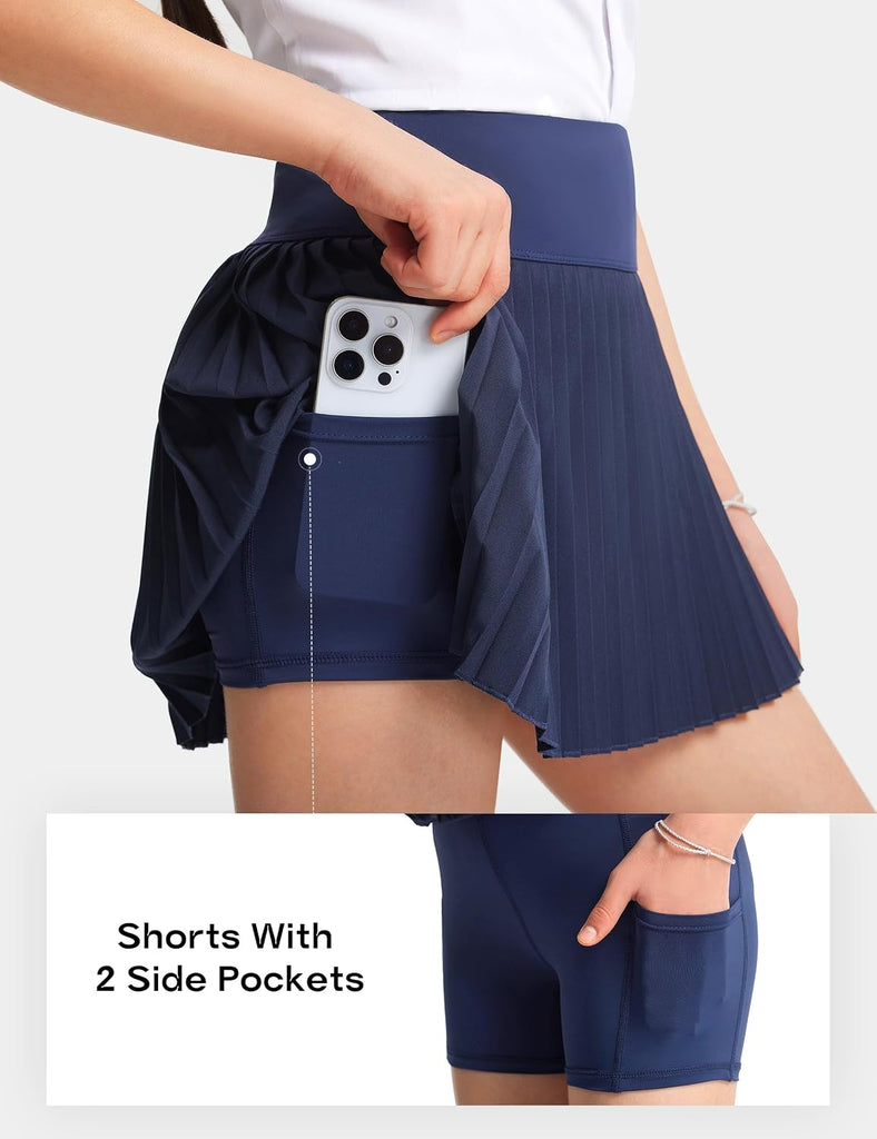Girls Uniform Skirts Pleated Skorts with Shorts Pockets UPF50