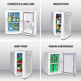 Mirrored LED Mini Cooler/Mini Fridge for Cosmetics, Beverages, Food, or Medicines (6 Liters/6.3 Quarts)