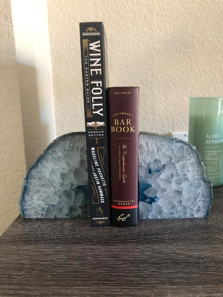2 Pair Samll Natural Agate Book Ends 2-3 lbs with Rubber Bumpers