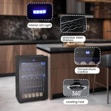 37 Bottle Wine Fridge,Freestanding 145 Can Beverage Refrigerator with Smart Temp