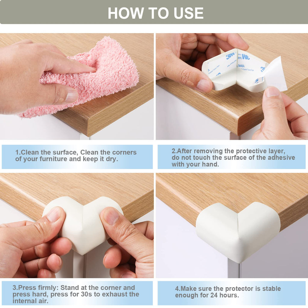 8 Pack Soft Corner Protector Baby Proofing Edge and Corner Guards,White
