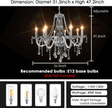 Contemporary Elegant 8 Lights Candle Crystal Chandeliers, Dining Room Light Fixture, LED Chandeliers Pendant Celing Lamp for Living Room, Bedroom, Gazebo 31.5 Inch X 47.2 Inch A110-B09CQ2H59D