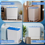 Portable Washing Machine, 17.6lbs Compact Washer Spinner Combo with Pump Drain, Twin Tub 11lbs Wash & 6.6lbs Spin