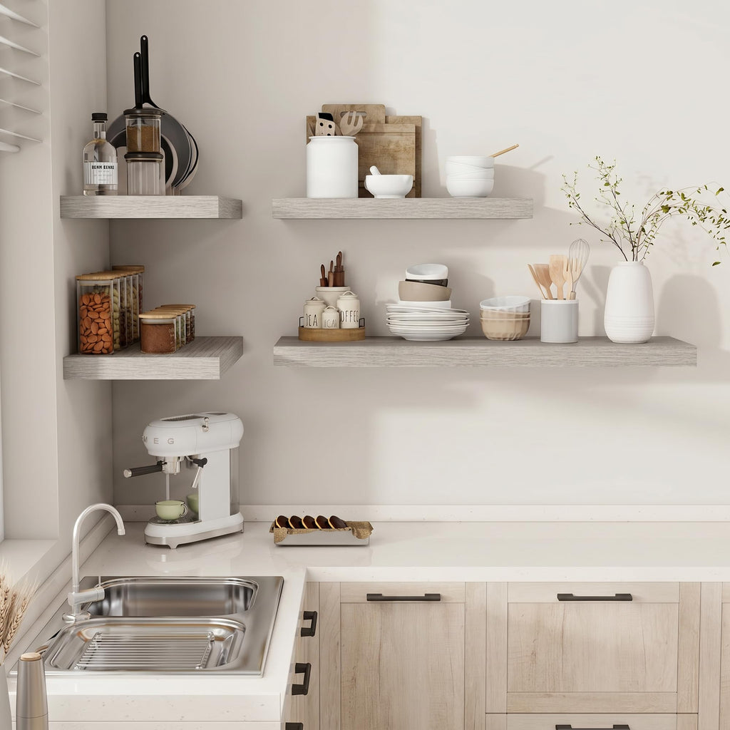 Deep Floating Shelves 40x12" Set of 2, Grey
