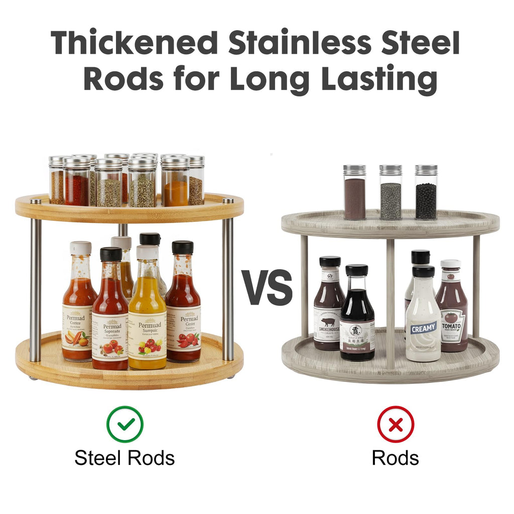 10 inch 2 Tier Lazy Susan, Rotating Spice Rack Organizer for Cabinet