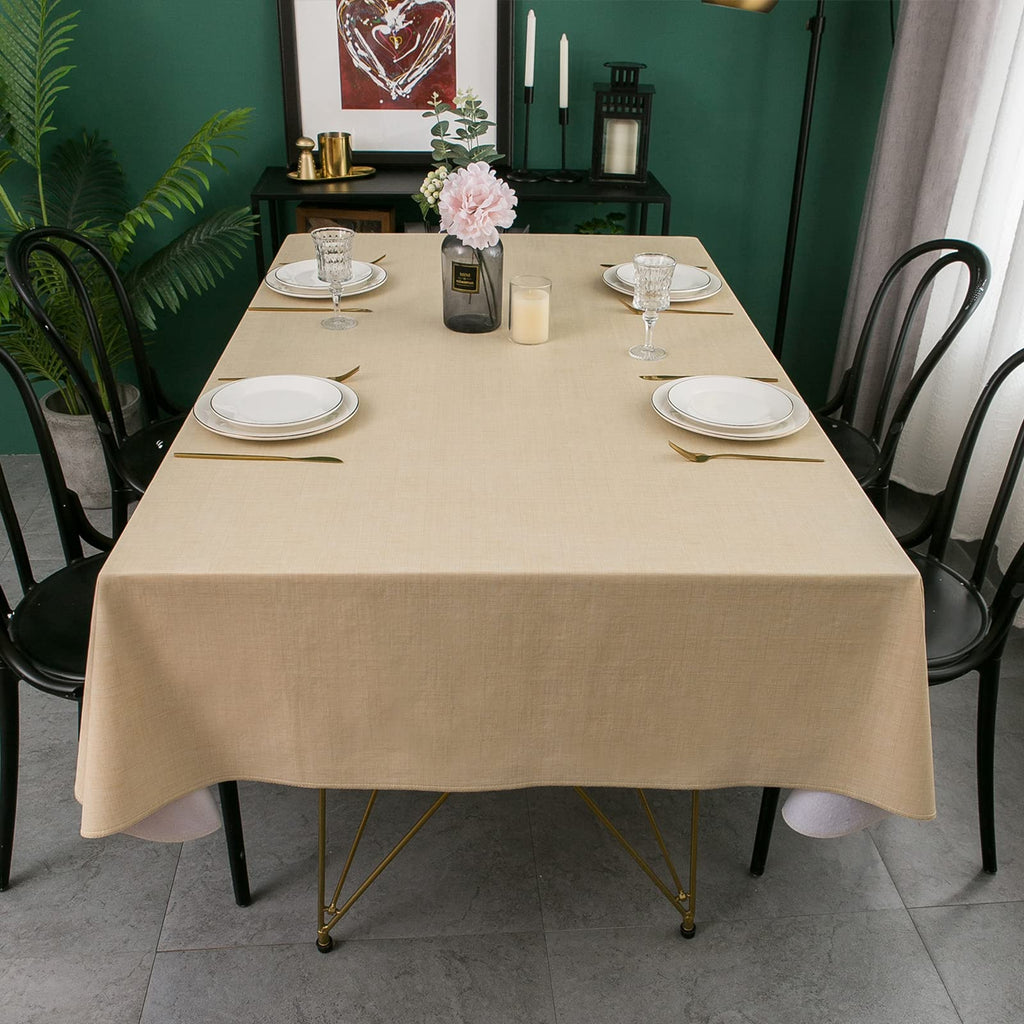 Vinyl Tablecloth with Flannel Backing, Waterproof Table Cloth