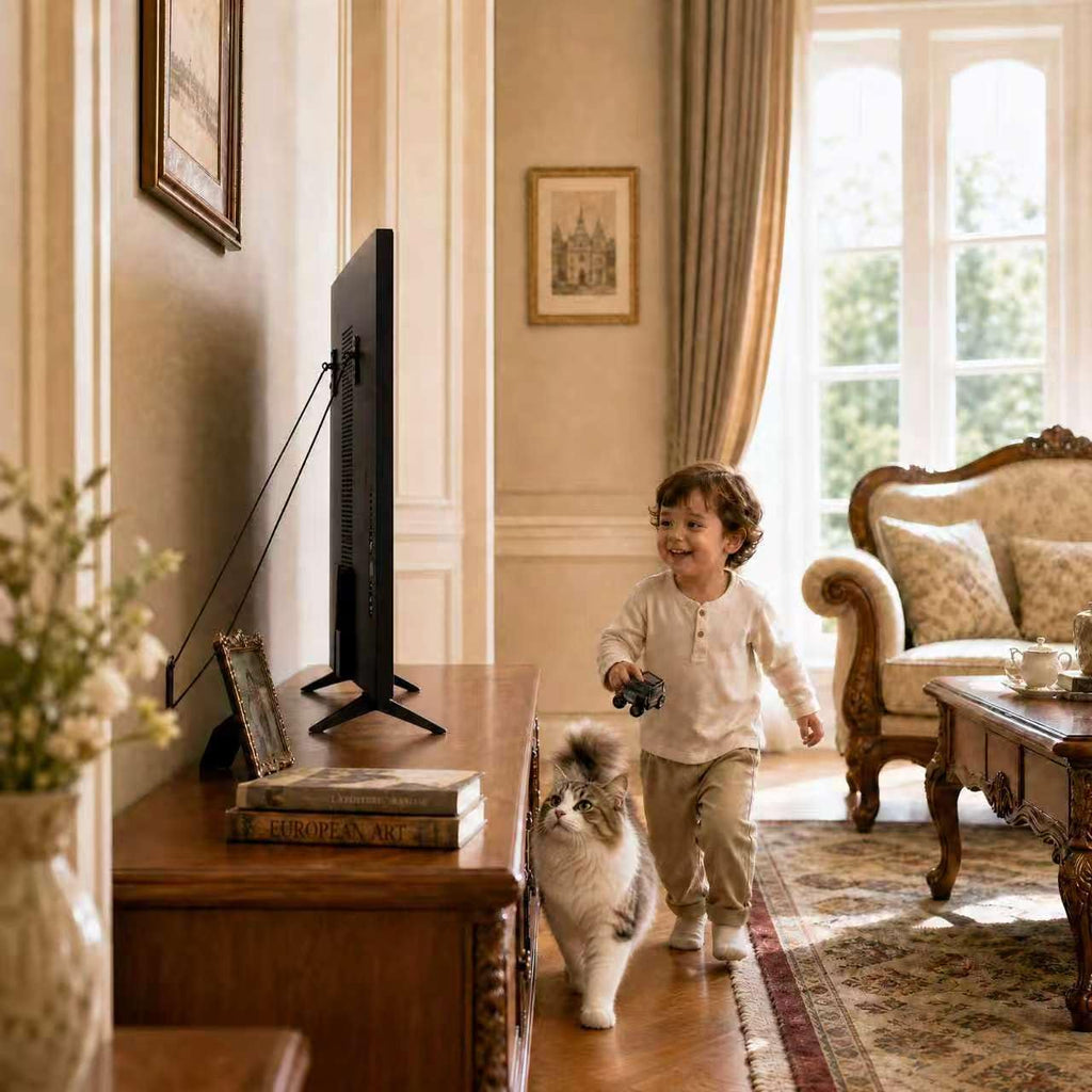 TV Wall Anchor for Baby Proofing No Drill Black, 4 Pack