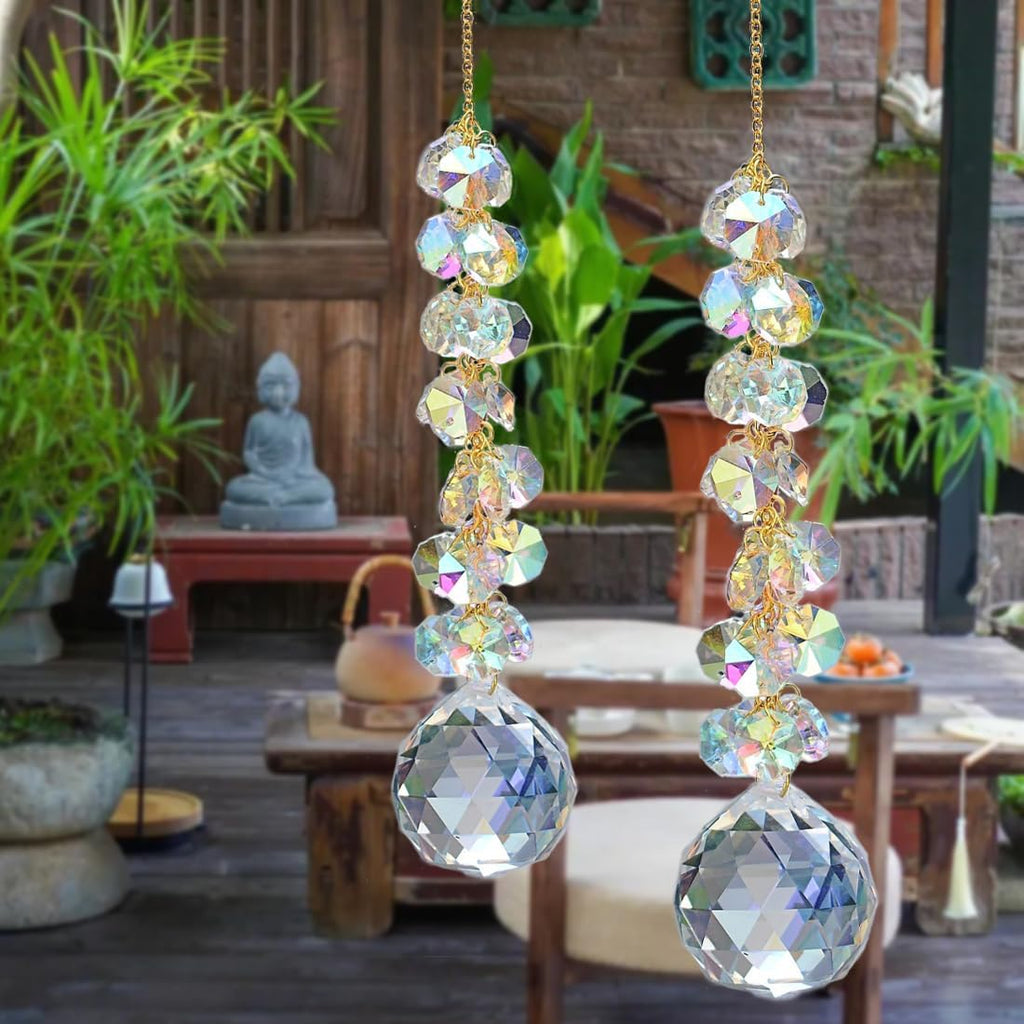 Suncatchers for Windows Hanging Prism, 40mm auraro Crystal Suncatcher with Crystals Chandelier Beads