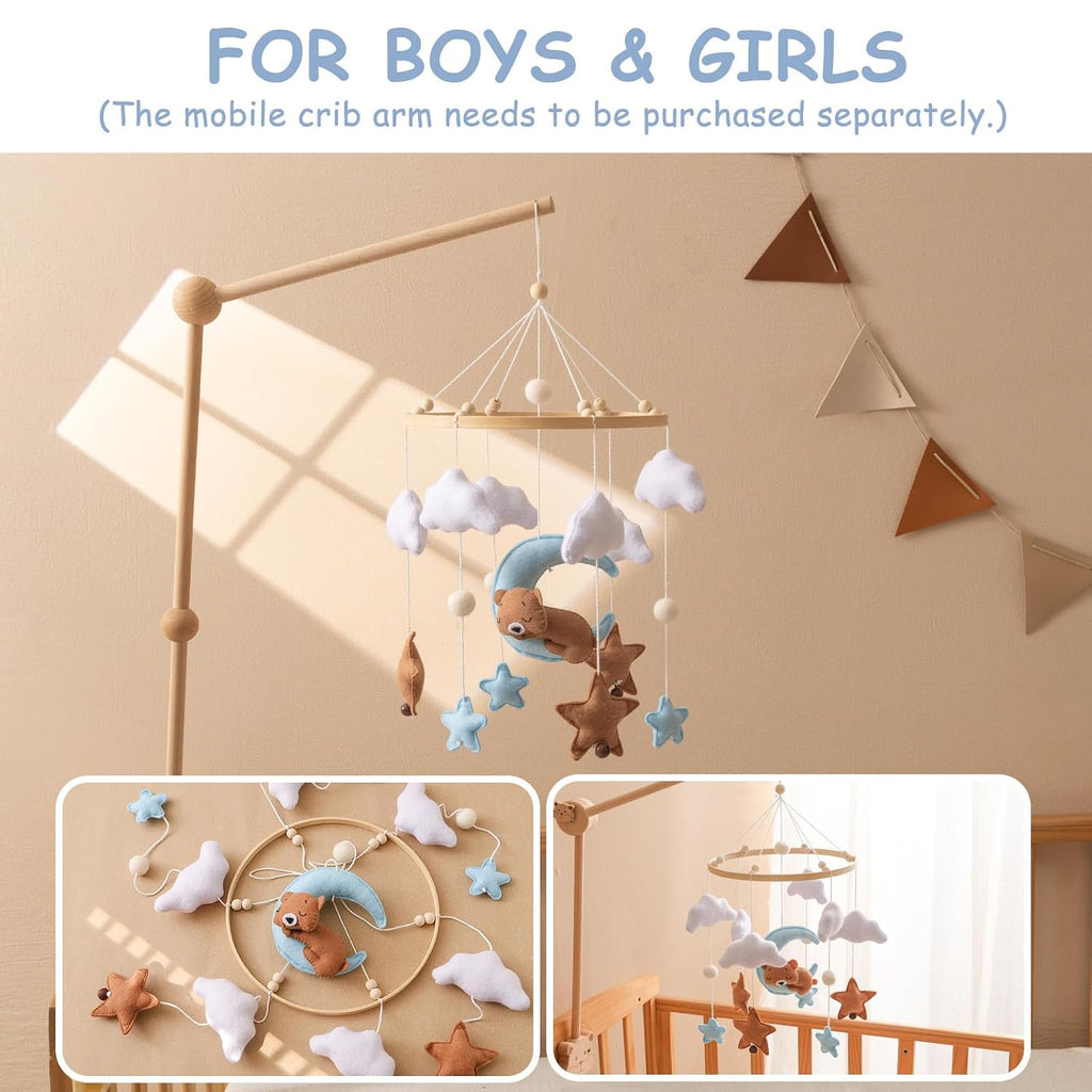 Baby Mobile for Crib - Hanging Felt Nursery Mobile - Fits Most Crib Arms - Gender-Neutral Boho Nursery Decor & Baby