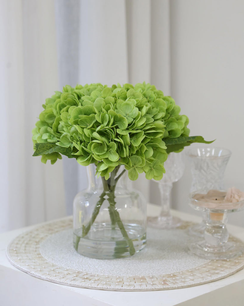 Lifelike Artificial Hydrangea Arrangement in Decorative Vase - Real Touch Fake Flowers or Water Bar Decor, Elegant