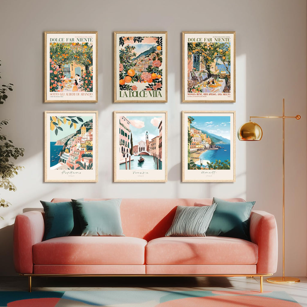 Italy Travel Wall, Amalfi Coast Landscape Wall Decor, Blue Venice Coast Canvas Artwork, Italian Modern City