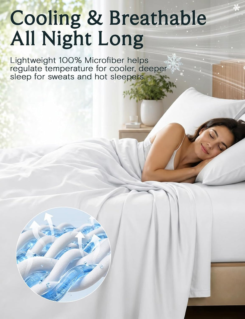 Queen Sheet Set, Bed Sheets Queen 4PC, Deep Pocket Cooling Bed Sheets, Soft Hotel Luxury Bedding for Mattress Wrinkle