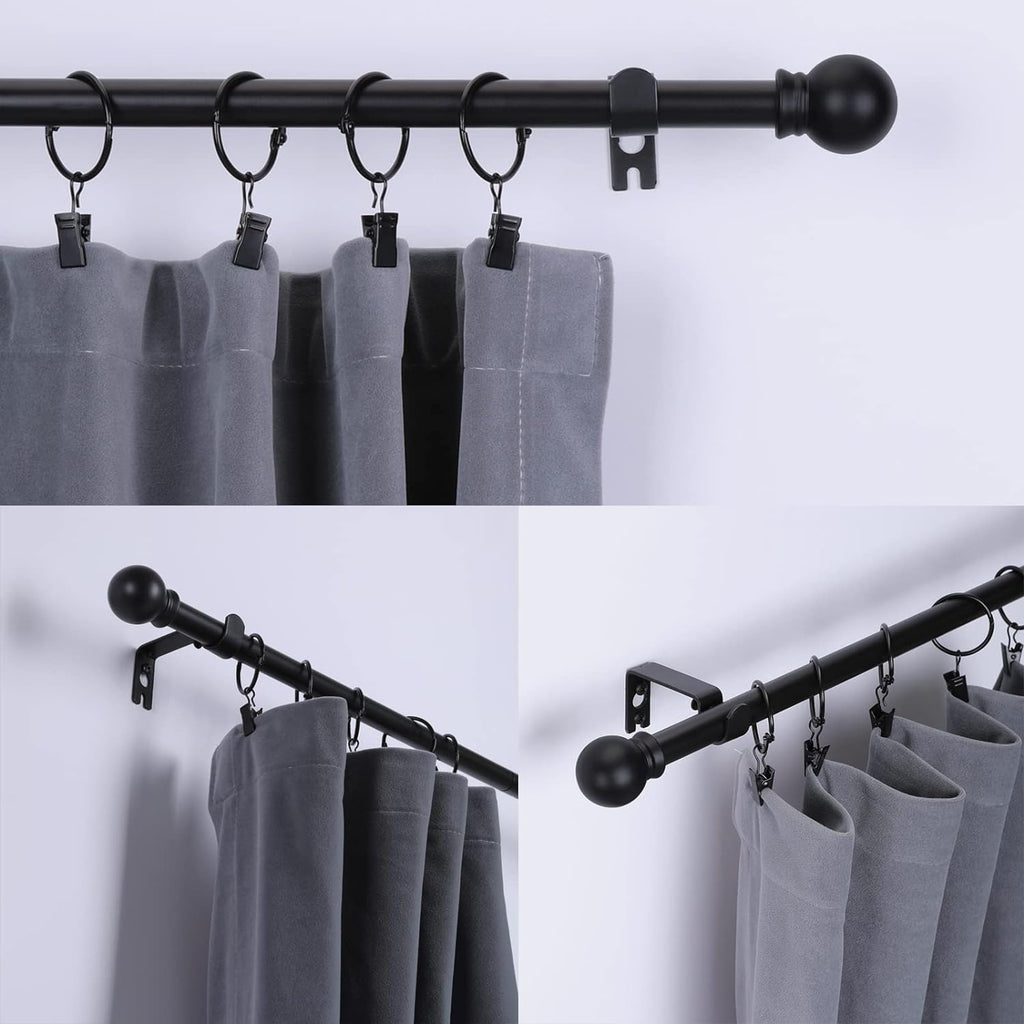 Curtain Rods for Windows 48 to, 5/8" Matte Black Curtain Rod, Stainless Steel Small Curtain Rods Curtain